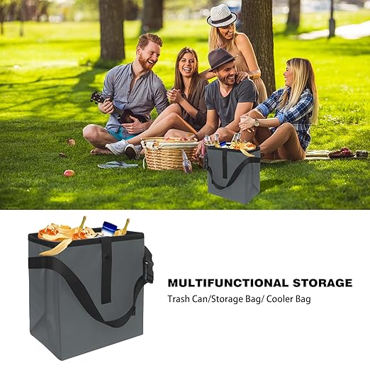 Homelove Car Trash Can, Leak-Proof Waterproof Trash Bin Collapsible Portable Auto Garbage Bag Large Capacity Trashcan Storage Bag Multipurpose Car Organizer Hanging (Gray)