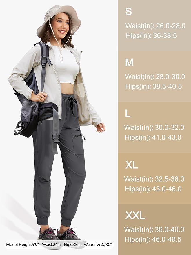 Womens Tall Hiking Pants 30/32/34 Inseam Lightweight Joggers Quick Dry 4 Pockets Travel Athletic Cargo UPF50+