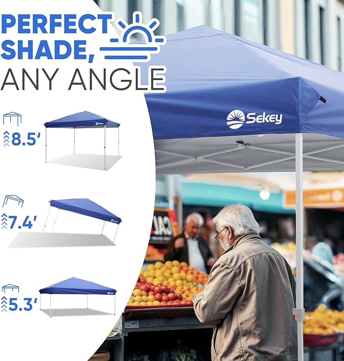 Sekey 10x10 Pop Up Canopy with One Push Setup-Easy Up Canopy with 99% UV Blocking - Instant Outdoor Sun Shade for Events, Parties, Camping- Commercial Gazebo with Weight Bags,Wind Proof&Waterproof