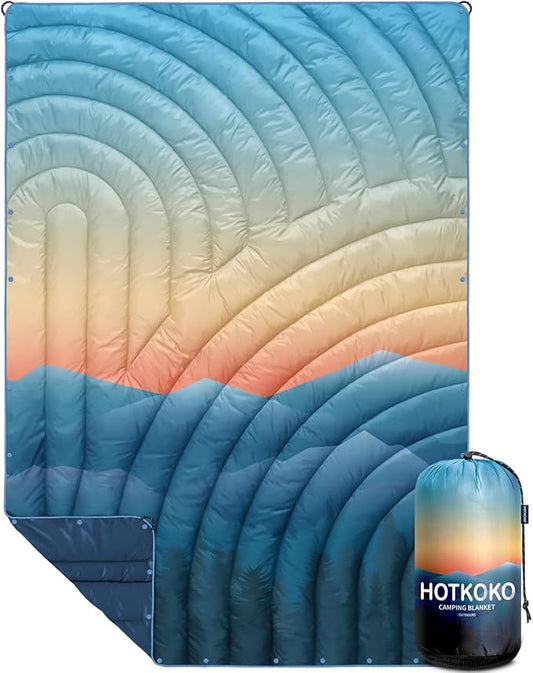 Camping Blanket,Lightweight Down Alternative Puffy Blanket Packable Outdoor Blanket for Camping,Traveling, Stadium, Hiking, Picnics