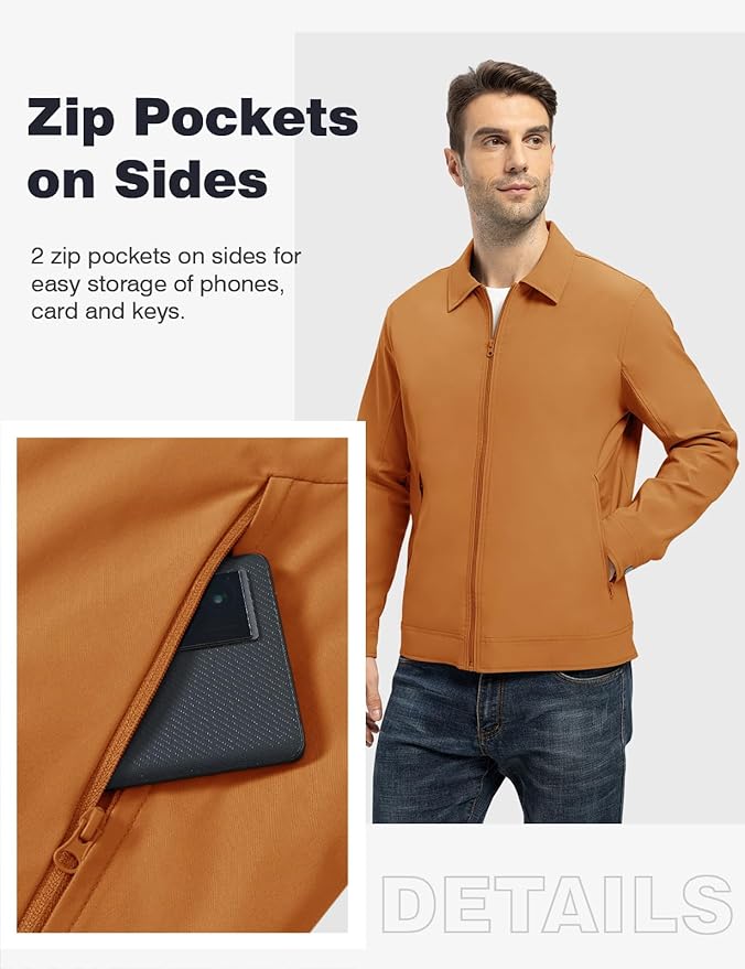 TBMPOY Men's Lightweight Jackets Casual Windbreaker Stylish Light Fall Spring Golf Work Dress Business