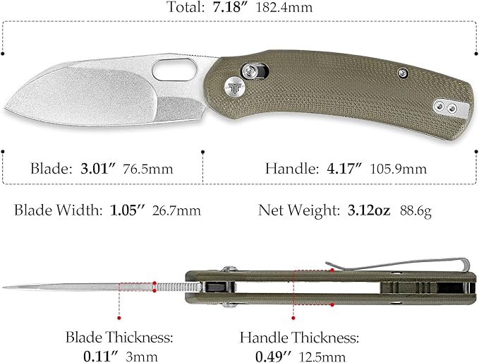 Lamb-03G, Folding Pocket EDC Knife for Men, Crossbar Lock,3” N690 Steel Blade,Black G10 Handle,Outdoor Camping Tool