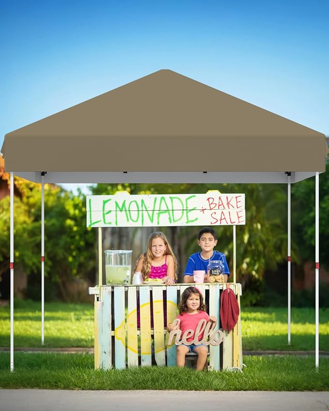 10x10 Pop Up Canopy Tent Outdoor Canopy with No Removable Sidewall One-Person Set Up Heavy Duty Commercial Instant Tent Shelter-Khaki