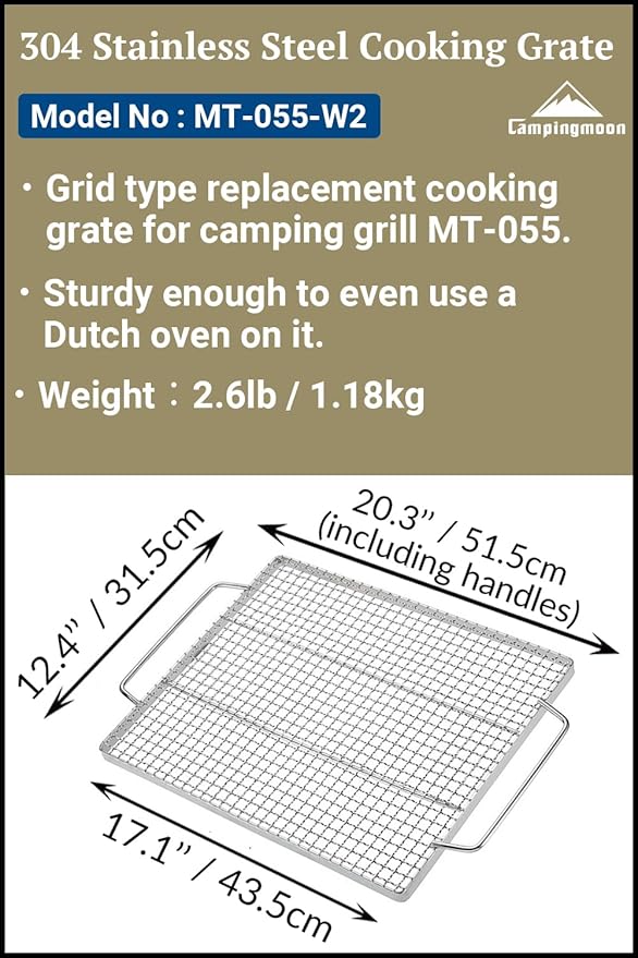 CAMPINGMOON Camping Cooking Grates for MT-055 (MT-055-W2)