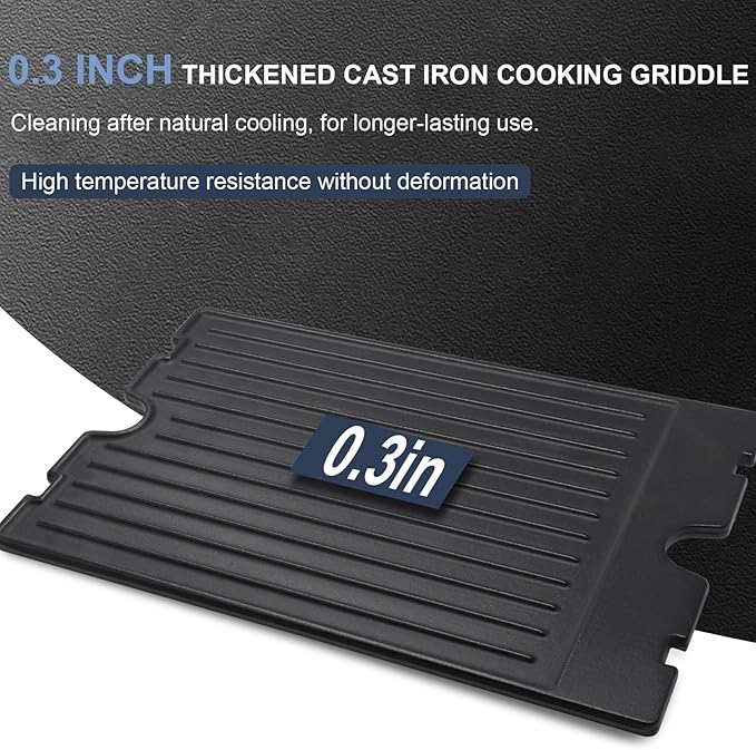 Criditpid 19.25” x 11.75” 2-in-1 Reversible Pre-Seasoned Cast Iron Cooking Griddle for Broil-Mate 746184 Grill, 11239 Flat Griddle Top Plate for Gas Stove/Charcoal/Electric/Propane/Gas Grill.