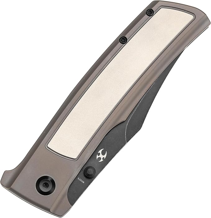 KANSEPT Bison Pocket Folding Knife, 4.25'' Blackwash CPM S35VN Steel Sharp Blade, Bronze Anodized Durable Two-Tone Titanium Handle, Frame Lock and Thumb Stud for Edc, Camping Hiking Knives K1108B3