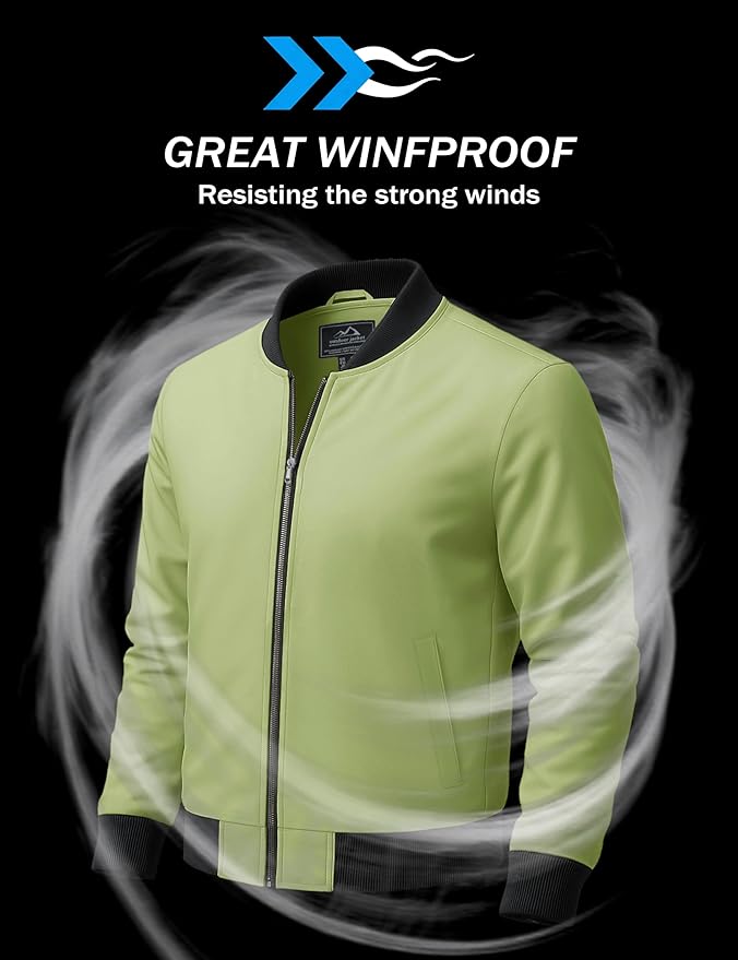 MAGCOMSEN Men's Bomber Jacket Lightweight Casual Zip Up Windbreaker Spring Fall Golf Coat with Pockets