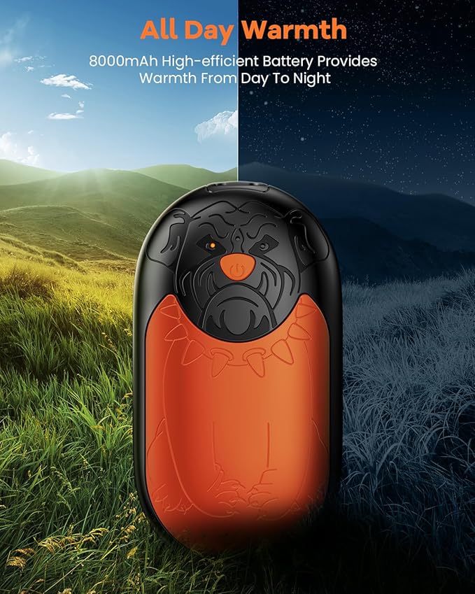 Hand Warmers Rechargeable 2 Pack, 8000mAh Electric Reusable Hand Warmer, Magnetic 2 in 1 Puppy-Shaped Portable Pocket USB Handwarmers with All Day Warmth, Best Warm Winter Gift Women Men