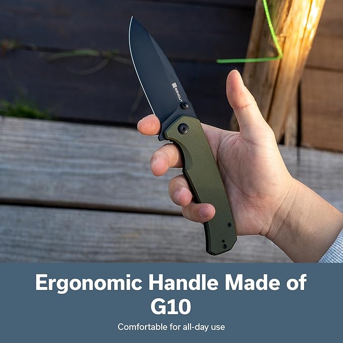 SENCUT Skarnax Pocket Knife for Men, Folding Knife with 3.79" 9Cr18MoV Blade & G10 Handle, Lightweight Everyday Carry, Camping, Hunting, Outdoor (Green)