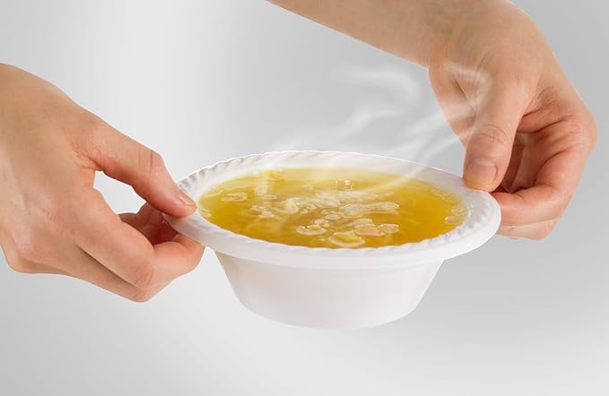 250 Pack – 12 Oz Disposable Plastic Soup Bowl Plates – Extremely Strong and Sturdy – Heat-Resistant and Soak-Proof - Does Not Melt or Cave in Microwave – Heavy Duty BPA-Free Plastic