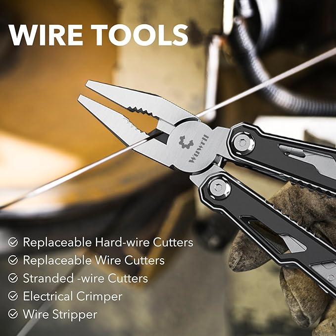 Multitool with Safety Locking,16-in-1 Multi Tool Stainless Steel Pocket Knife Set with Pliers, (2)