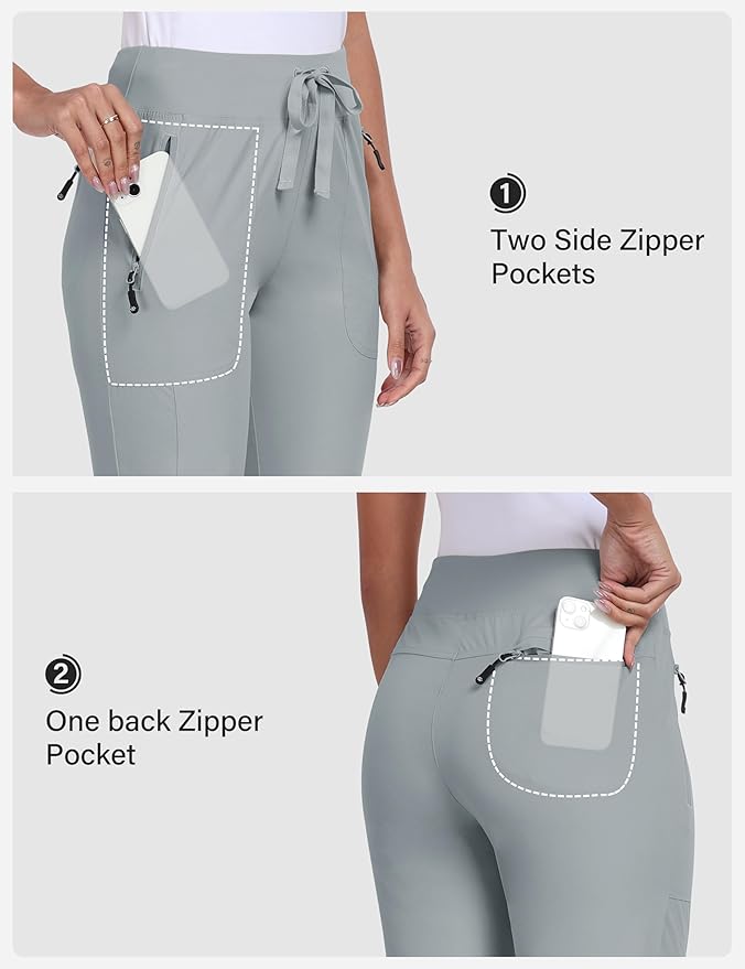 MoFiz Women's Hiking Pants Lightweight Outdoor Quick Dry Travel Joggers Water Resistant Athletic Pants Zipper Pockets