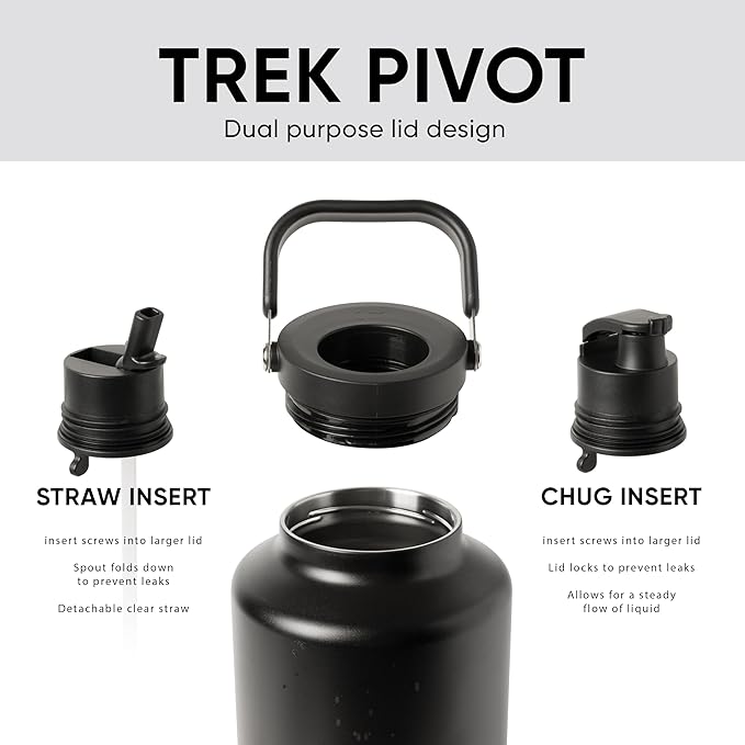Simple Modern Trek Pivot | Gallon Water Bottle Jug with Handle & Boot | Interchangeable Straw & Chug Lids | Large Insulated Stainless Steel | Sports Camping Outdoors | 128oz, Ember Red
