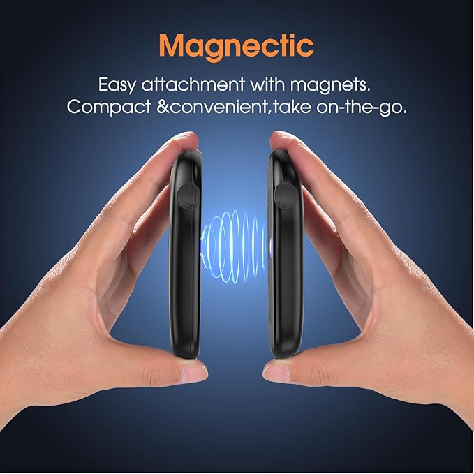 Hand Warmers Rechargeable,2 Pack Double Sided Heating Warmer That Surrounds Warmth for Palm and Fingers,Magnetic Electric Handwarmers 10000mAh with Adjustable Temp,Winter Gifts for Men and Women