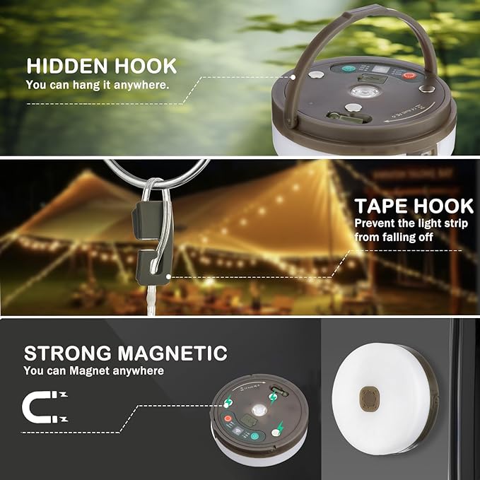 2-Pack Camping String Lights with Remote Control, 4 in 1 Outdoor Camping Lantern (32.8Ft) with Quick 30s Recovery, Waterproof, Type-C Fast Charging, Portable Camping Lights for Camping/Yard/Hiking