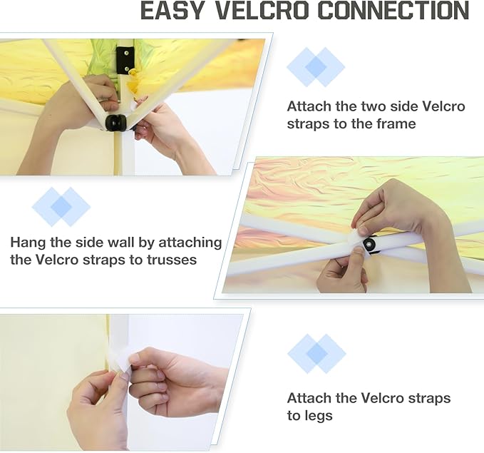 EAGLE PEAK Pop Up Canopy Tent with 1 Sidewall, Easy Setup Event Tent, Outdoor Sun Shade, Wheeled Carry Bag, Stakes and Guy Ropes, Instant Canopy 10x10, Sunflower