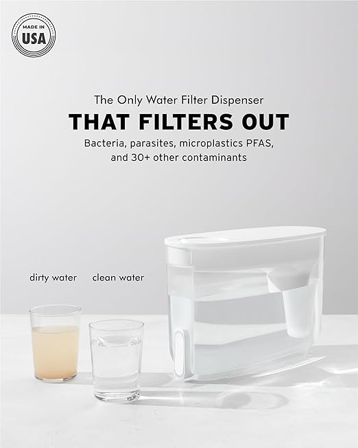 LifeStraw Home – Water Filter Dispenser, 18-Cup, BPA-Free Plastic, Tested to Protect Against Bacteria, Parasites, Microplastics, Lead, Mercury, and a Variety of Chemicals, White