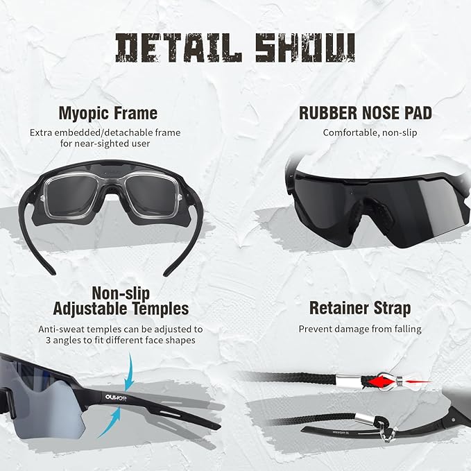 Polarized Cycling Glasses for Men Women Youth, UV400 Mountain Bike Sunglasses for Bicycle Mtb Running Fishing Baseball