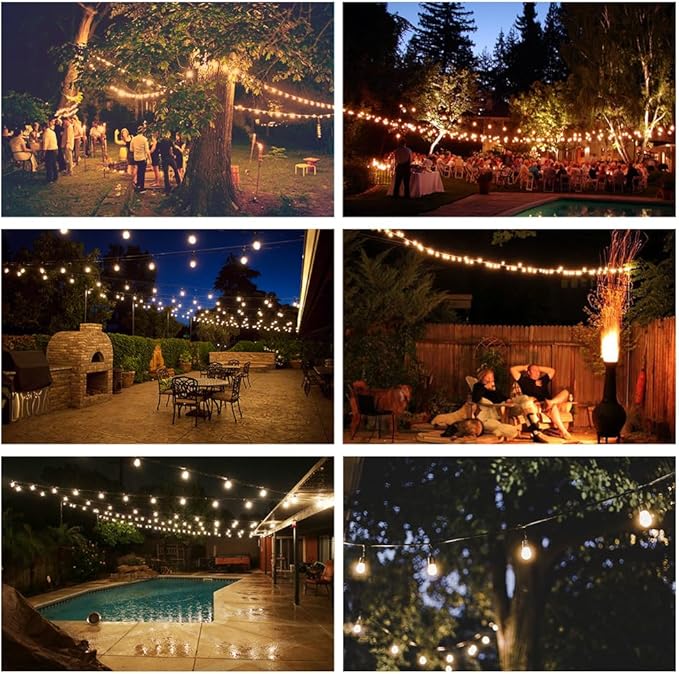 GANA Outdoor String Lights, Patio Lights 75FT Music Flash RGBW Colourful, Safe 12V Low Voltage LED Shatterproof Bulbs Connectable, Heavy Duty Wire IP65 Waterproof Level for Courtyards Cafe Bistro