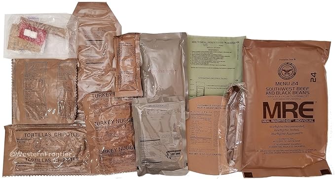 MRE, U.S. MRE Meals, Emergency Supplies, Emergency Food Supply, Survival Food, Freeze Dried Food w/Flameless Heater, Ready Meals (Variety Pack of 24) – (A & B Case Inspection 2025, 2026)