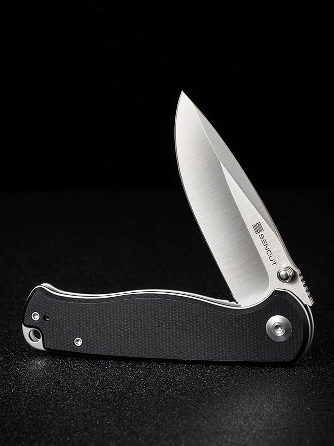 SENCUT Errant Pocket Knife, Camping Folding Knife with Micarta Handle and 3.45" 9Cr18MoV Blade, EDC Knife for Outdoor Work S23054B-3(Black)
