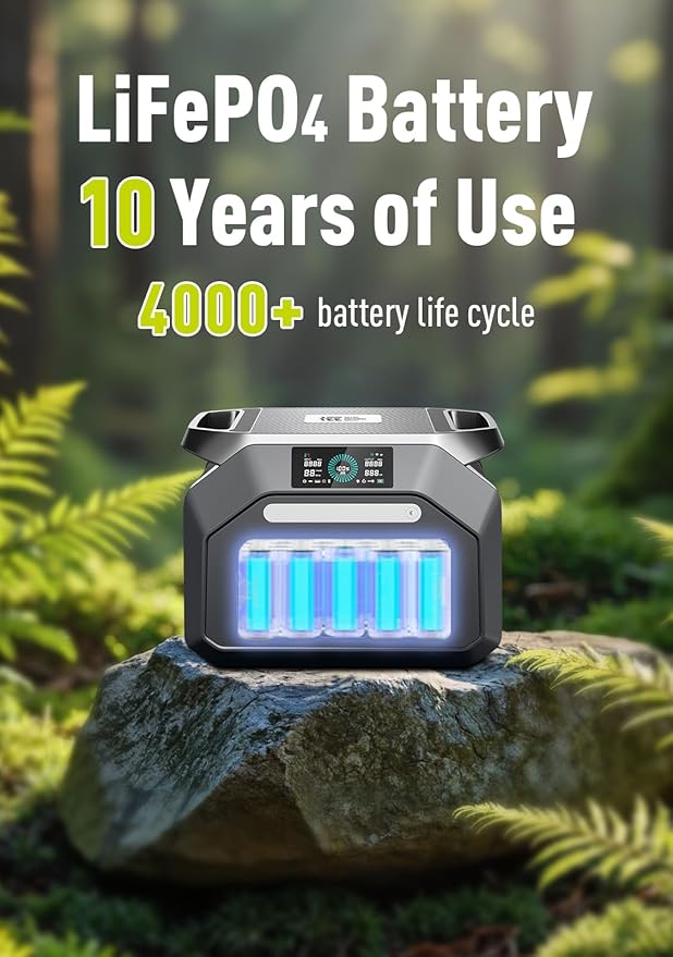 IEETek P1800 Portable Power Station,1024Wh LiFePO4 Battery,1800W(3600W Peak) AC Outlet Power Bank,1 Hour Fast Charging Lithium Solar charger Generator,<10 MS UPS,Home Use,Power Outages