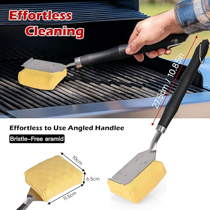 Grill Brush for Outdoor Grill -Steam Grill Brush Bristle Free for Cast Iron/Stainless Grates,BBQ Cleaner Brush with Durable Scraper,Safe Grill Cleaner Brush, Gifts for Men/Dad