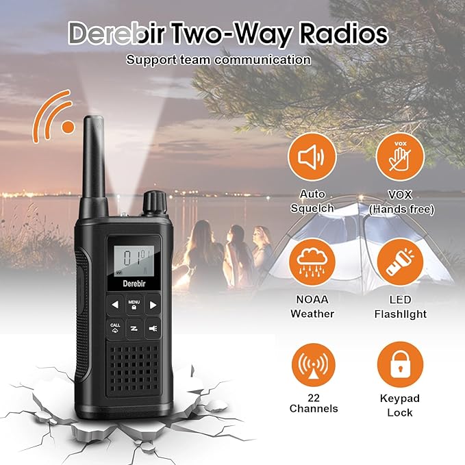 Walkie Talkies Long Range for Adults-4 Pack Rechargeable Walkie Talkies 22 FRS Channels 2-Way Radios with NOAA Weather Alert,VOX,Flashlight and 1500mAh Li-ion Battery for Family Camping Hiking