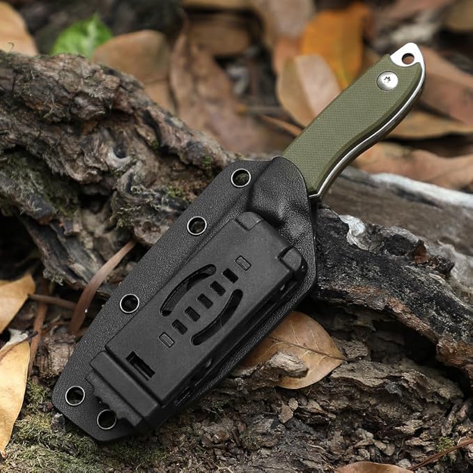 Small Fixed Blade Knife 7 inch Tactical Knife EDC D2 Steel with Kydex Sheath, G10 Handle, Clip Lock and Gift Box, Versatile for Horizontal and Vertical Carry