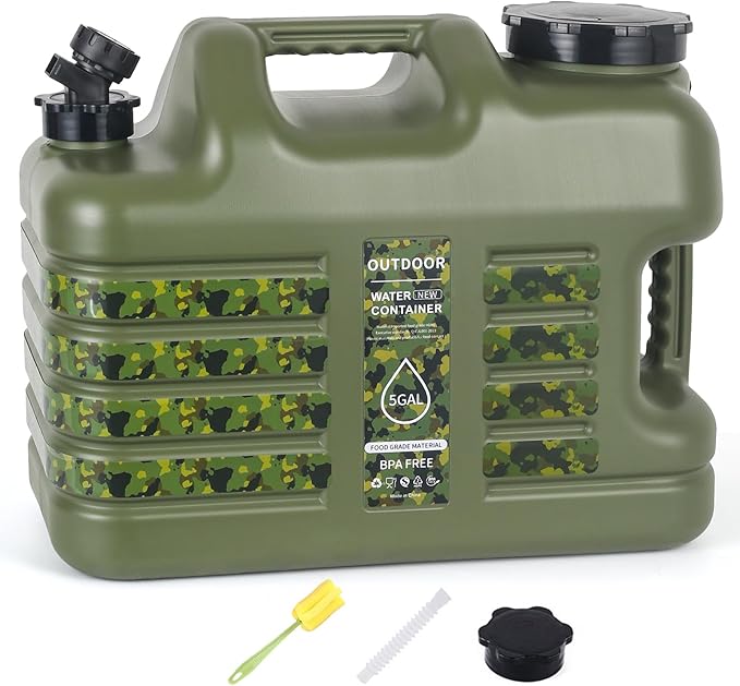ASIEIT 3 Gallon/5 Gallon Water Jug with Spigot, Portable Water Tank BPA Free, Leak-Proof Water Containers for Camping Water Storage Containers for Emergency Outdoor Hiking Picnic, Green/Yellow/White