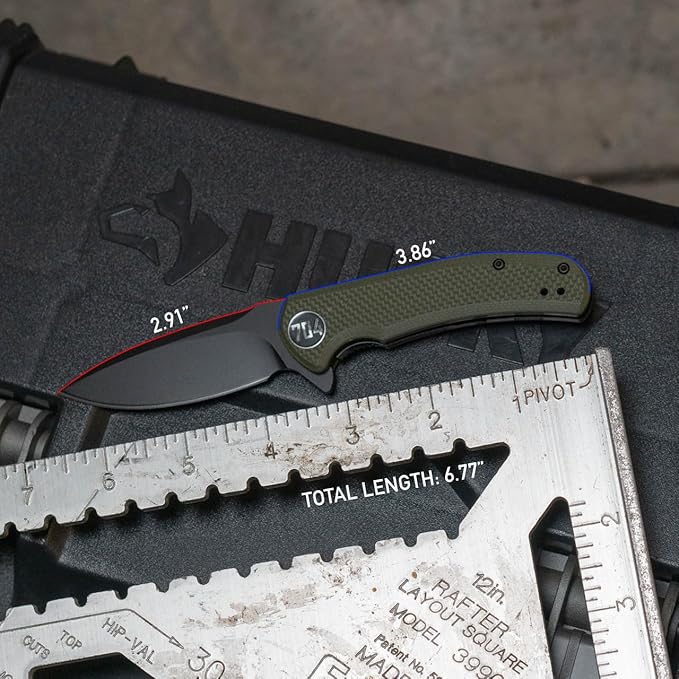 704 Gear Urban Ranger Lite EDC Folding Pocket Knife | Compact 2.91" Blade, D2 Steel, G10 Handle, Reversible Pocket Clip | Olive Drab Green