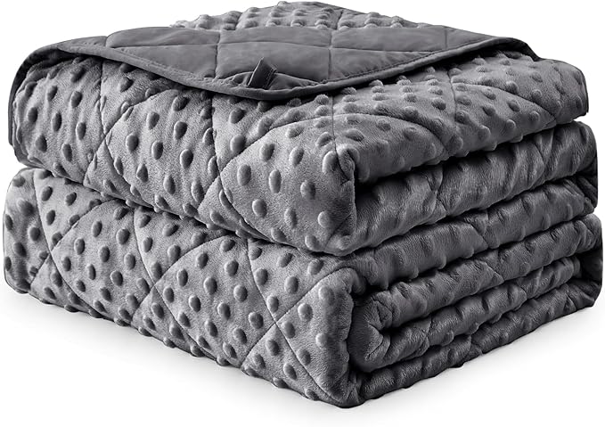 Weighted Blanket for Adults (20lbs, 48"x72" Twin Size) - Cooling Heavy Blanket for 130-220lbs with Premium Glass Beads - Soft Thick Big Blankets for All-Season Sleeping Comfort Breathable- Grey