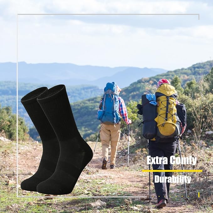 SOX TOWN Men's Merino Wool Cushion Crew Socks for Outdoor Hiking Hike Trail Performance Moisture Wicking Lightweight Summer