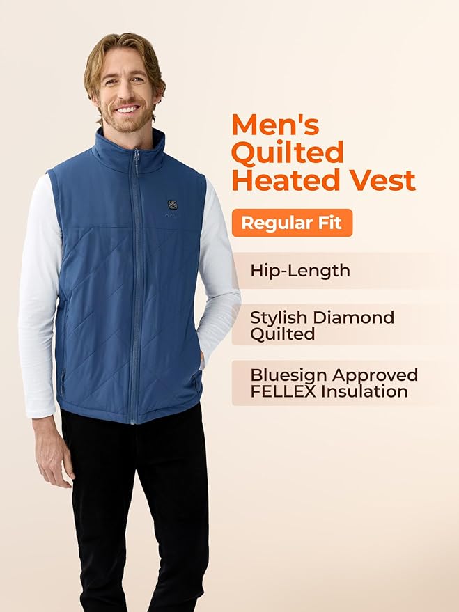 ORORO Men's Heated Quilted Vest with Battery Pack, Lightweight Quilted Heating Vest (Charger Not Included)