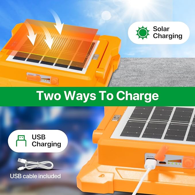 Portable LED Work Solar Light - Kifflux 300W Rechargeable LED Solar Work Light, Magnetic Worklight with IP66 Waterproof, Portable Solar Power Outdoor Working Light for Emergency Camping(2 Pack)