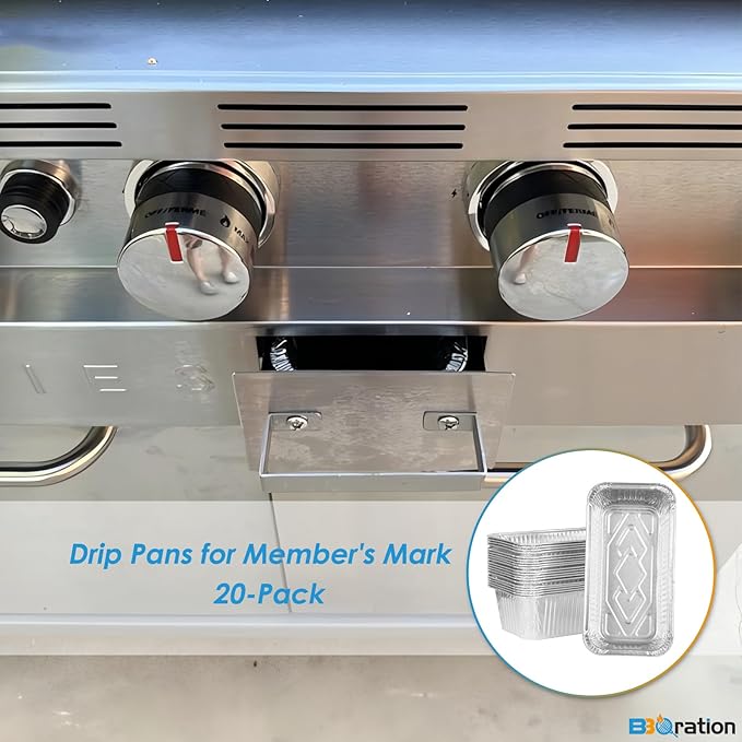 20-Pack Aluminum Drip Liner for Members Mark Grill Parts, Grease Catcher Drip Liner for Member's Mark 4-Burner Outdoor Flat Top Griddle and Pro Series 5-Burner Griddle Grease Tray