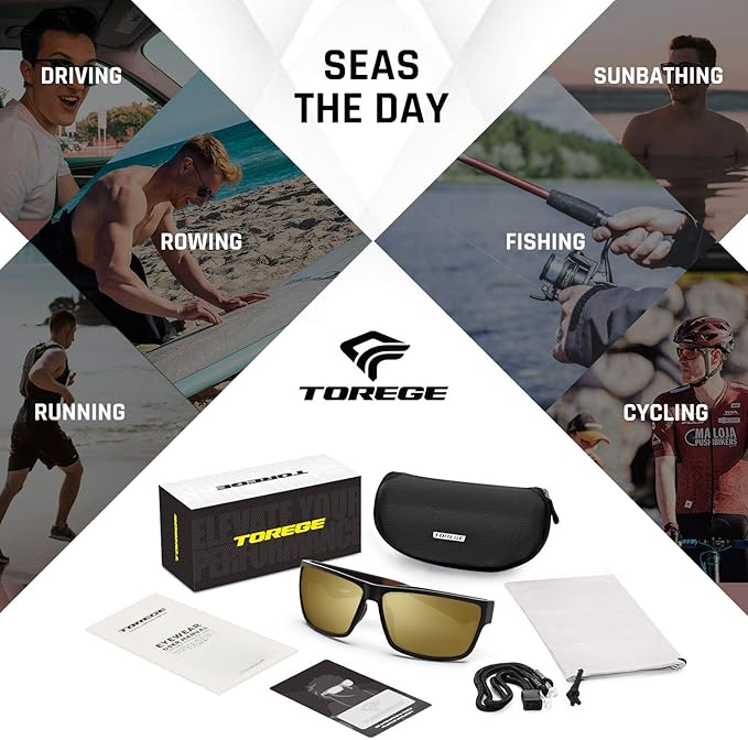 TOREGE Polarized Sports Sunglasses for Men and Women Cycling Running Golf Fishing Sunglasses TR26