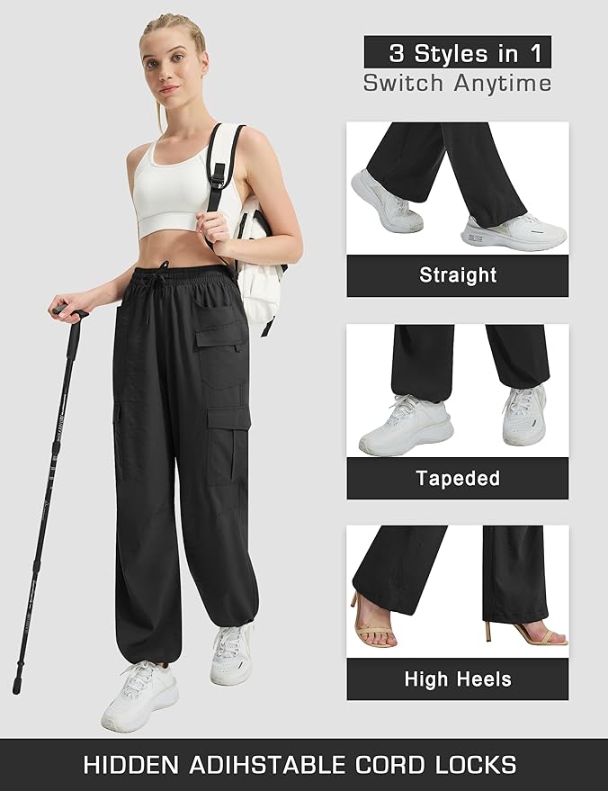 Women's Cargo Hiking Pants Lightweight Casual Quick Dry Straight Leg Camping Travel Pant for Work Golf with Multi-Pocket