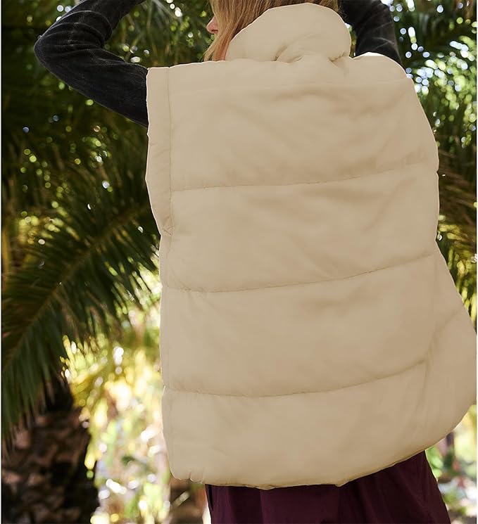 Ainangua Women's Puffer Vest Stand Collar Zipper Sleeveless Jackets Winter Lightweight Vests Warm Padded Jacket Coat