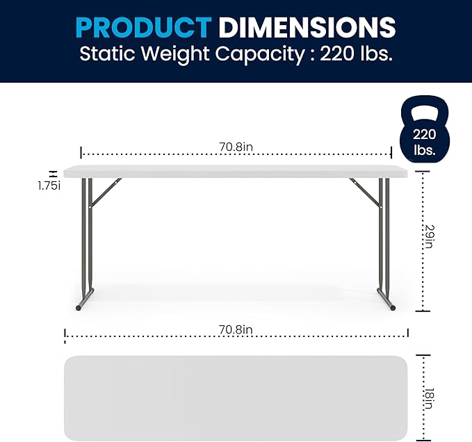 Flash Furniture Kathryn 5 Pack 6-Foot Rectangle Granite White Plastic Folding Training/Seminar Table