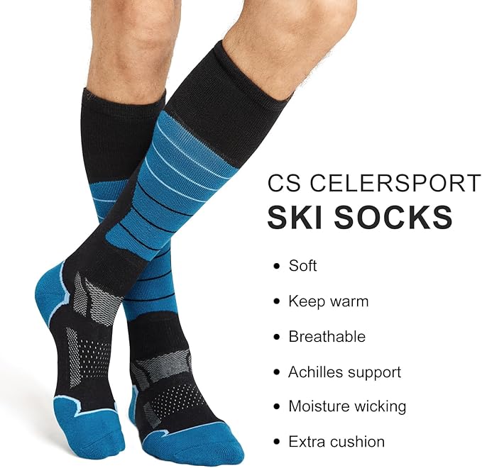 CS CELERSPORT 2/3/4 Pack Ski Socks for Men and Women Skiing, Snowboarding, Winter Performance Socks