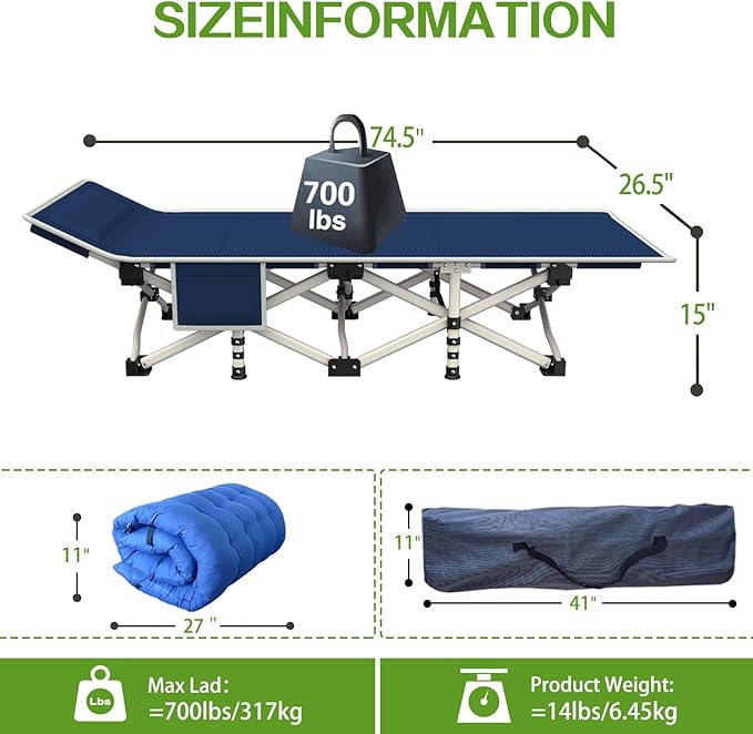 Camping Cots 2 Pack Sleeping Bed with Comfortable Mat Cots for Sleeping with Pad Heavy Duty Folding Cot 2 Person Sleeping Cot with Carry Bag Guest Cots for Adults Nap Vacation Outdoor Indoor Office