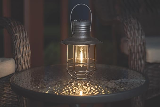 BL820 Battery-Operated LED Filament Style Lantern Outdoors Either Hanging or Standing, with Your Choice of 4, 6 or 8 Hour Automatic Timer