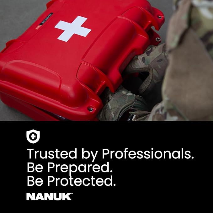 NANUK 903 Waterproof First Aid Box Empty – Durable, Medical First Aid Organizer Case, IP67-Rated, Dustproof, Impact-Resistant, and Floats (7.4" x 4.9" x 3.1") – Red