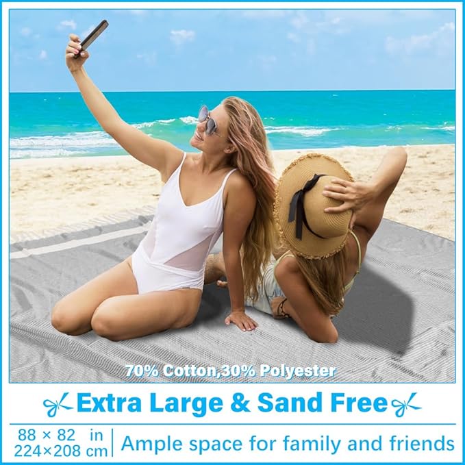 Oversized Turkish Beach Towel Blanket XXL Cotton Sandproof Towels Boho Woven Extra Large Big Sand Free Giant Throw Blankets Huge Quilt XL Picnic Camping Necessities Cloud for Adult Gifts