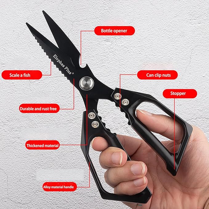 Multi-Purpose Rust Proof Kitchen Shears,Dishwasher Safe,Can be Used to Cut Vegetables, Chicken, Steak,Scrape Fish Scales, and Open Bottle Caps, etc(Green)