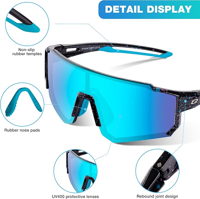 RIVBOS Youth Baseball Sunglasses for Kids(Boys&Girls) Polarized UV Protection Cycling Glasses RYS008