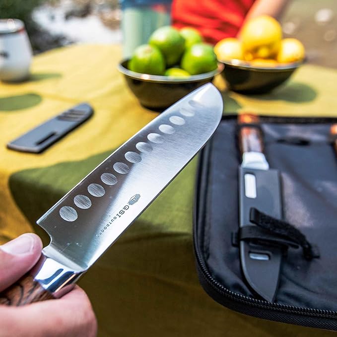 GSI Outdoors RAKAU 6" Chef Knife with Reclaimed Wood Handle and Protective Sheath