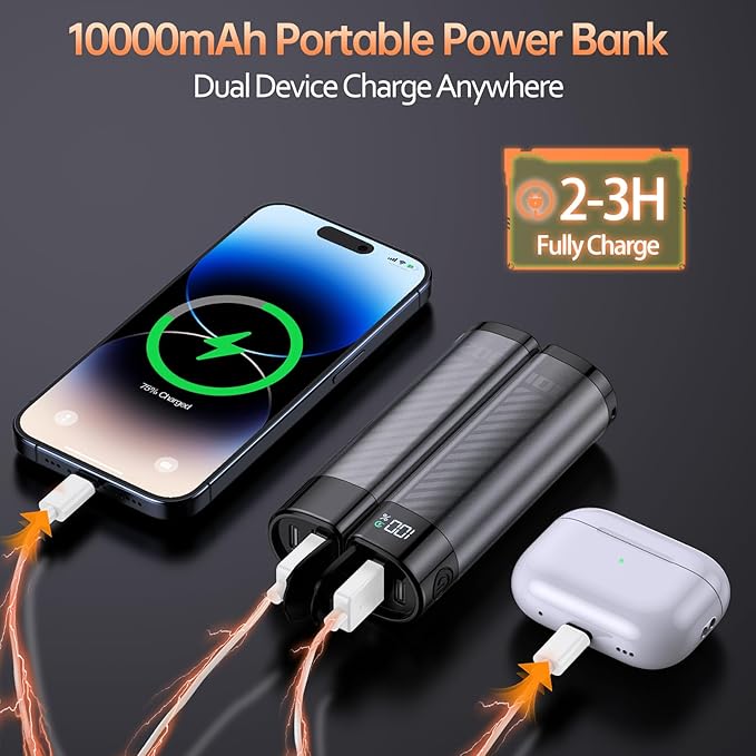 Hand Warmers Rechargeable - Magnetic Electric Hand Warmers 2 Pack with LED Display, Fast Heating Portable Heater, 4 Levels Heat Up, Long Lasting, Gifts for Men, Women, Outdoor, Golf, Camping, Fishing