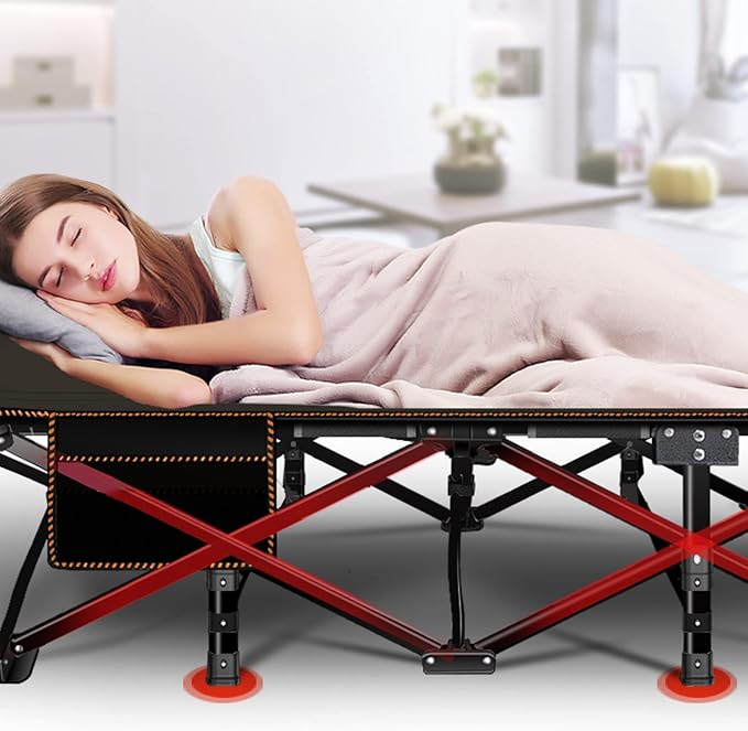 DoCred Folding Camping Cot with Mattress, 2 Pack Heavy Duty Folding Cot for Adults, Portable Sleeping Cot Bed Adults Outdoor Bed with Carry Bag, Travel Camp Cots